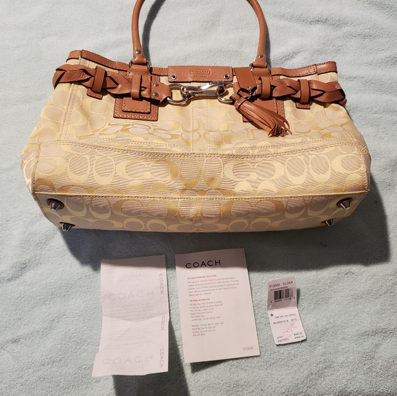 Coach Yellow Top Handle/Satchel bag with Leather T - Picture 2 of 7